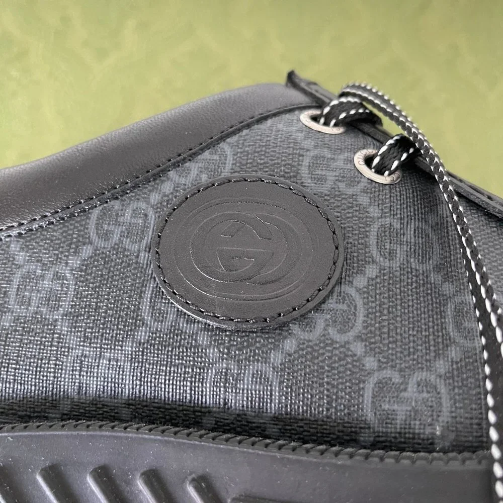 Gucci 674367 Men's Black‎ Maxi GG Supreme Lace-up Shoe, Gucci sz. 7